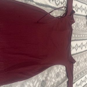 Burgundy dress, unknown brand, very long. In great condition, hasn’t been worn.